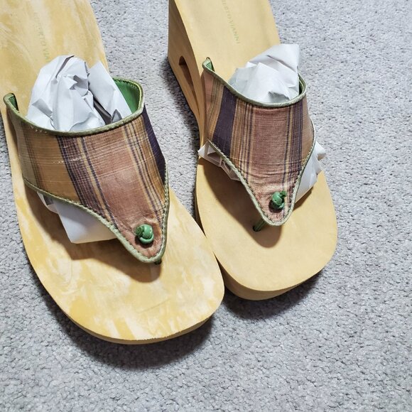 ROBERTO VIANNI Platform Cut-Out Wedge Thong Sandals Flip Flops Leather Women's 8 - Picture 4 of 13